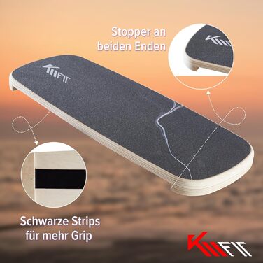 Дерев'яна баланс-дошка KM-Fit для координації та рівноваги | Індоор скейтборд, серфборд | Тренажер для сили та рівноваги