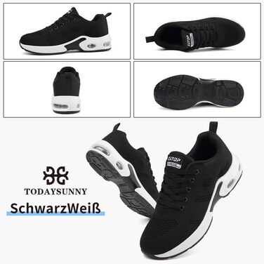 Жіночі кросівки для бігу та ходьби: дихаючі, з підошвою-подушкою, спортивні, фітнес, outdoor (чорно-білі, 40 EU)