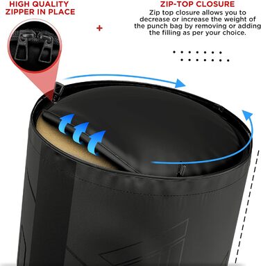 Боксерський мішок RDX 12 кг з рукавичками та мотузкою, 60 см, для дітей, чорний. Ідеально для боксу, кікбоксингу, MMA, муай-тай, карате. Боксерський мішок з натуральної шкіри Maya Hide.