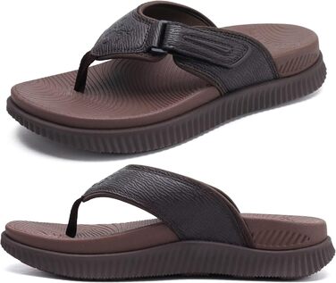 Чоловічі шльопанці KuaiLu для відновлення та ходьби: регульовані ортопедичні шльопанці з товстою підошвою, спортивні, з амортизацією, для чоловіків. Водонепроникні, легкі, м'які, комфортні, з підтримкою склепіння стопи (темно-коричневі, 40 EU)