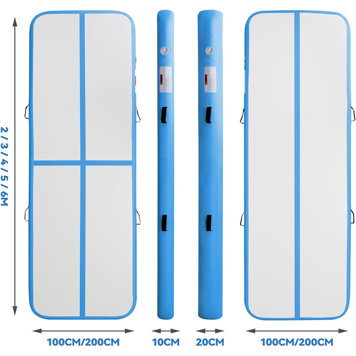 AirTrack Мат для гімнастики з електричним насосом, 10/20 см товщина, 2/3/4/5/6 м довжина. Килимок для акробатики, йоги, кемпінгу, тренувань. Зелений.