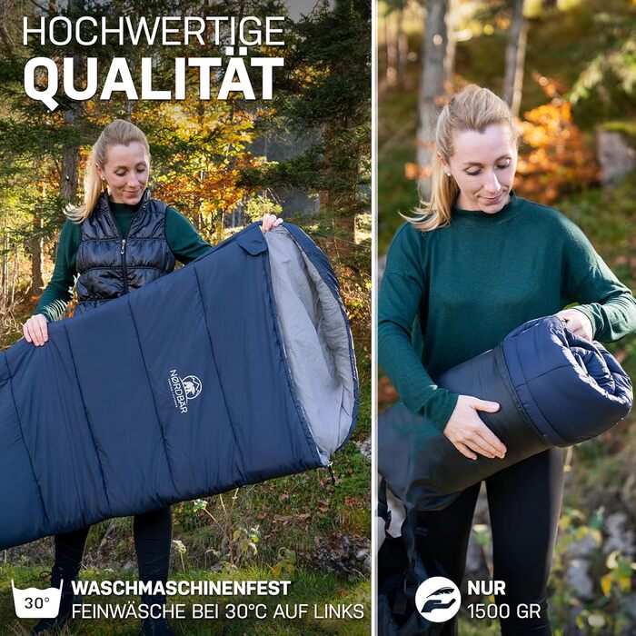 Спальник NORDBÄR® 3 сезони/літо ультралегкий 750г/1500г - похідний, кокон, компактний (100GSM/300GMS) блакитний