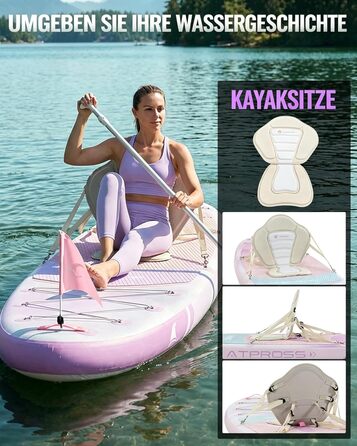 SUP дошка для плавання стоячи 320см з аксесуарами, до 200кг, Eva-покриття, надувна, фіолетовий градієнт + сидіння для каякінгу