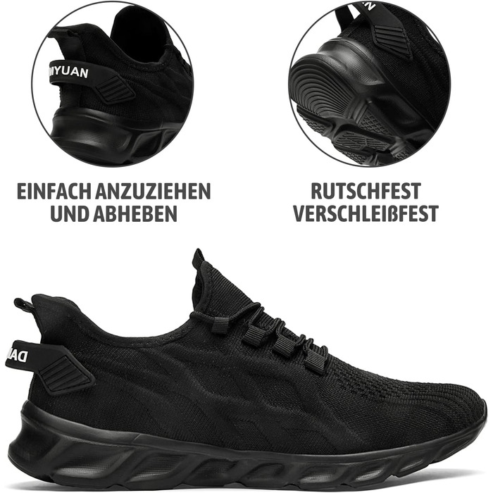 Чоловічі кросівки для бігу та занять спортом Linenghs: легкі, дихаючі, для вулиці та фітнесу, чорні, 45 EU