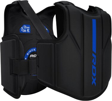 Захист для тіла RDX з Maya Hide шкіри, блакитний, універсальний розмір S/M, для кікбоксингу, MMA, муай-тай, боксу, тренувань вдома і в залі, регульований, преміум-якість