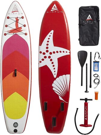 Надувний SUP-борд SENA AIRFUN, 305x76x15 см, 10.0', вантажопідйомність 150 кг, Комплект Stand UP Paddle Board, iSUP, червоний