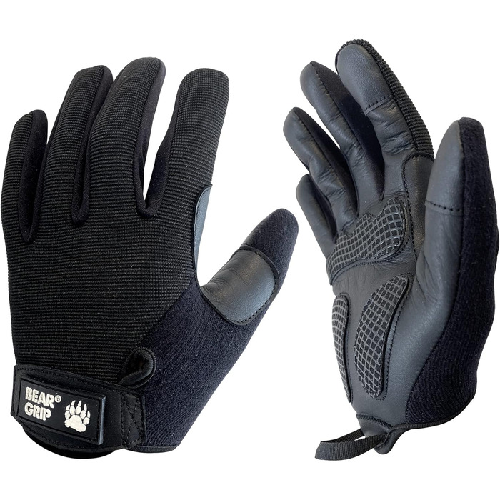 Рукавички для важкої атлетики BEAR GRIP з гелевими накладками (чорні, M) для фітнесу, бодібілдингу, кросфіту, велоспорту