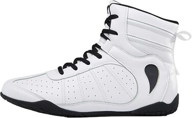 Жіночі боксерські черевики, хай-топ, тренувальні, для боротьби, шкіряні, білі. Ідеальні для фітнесу та занять боротьбою. Розмір 38 EU