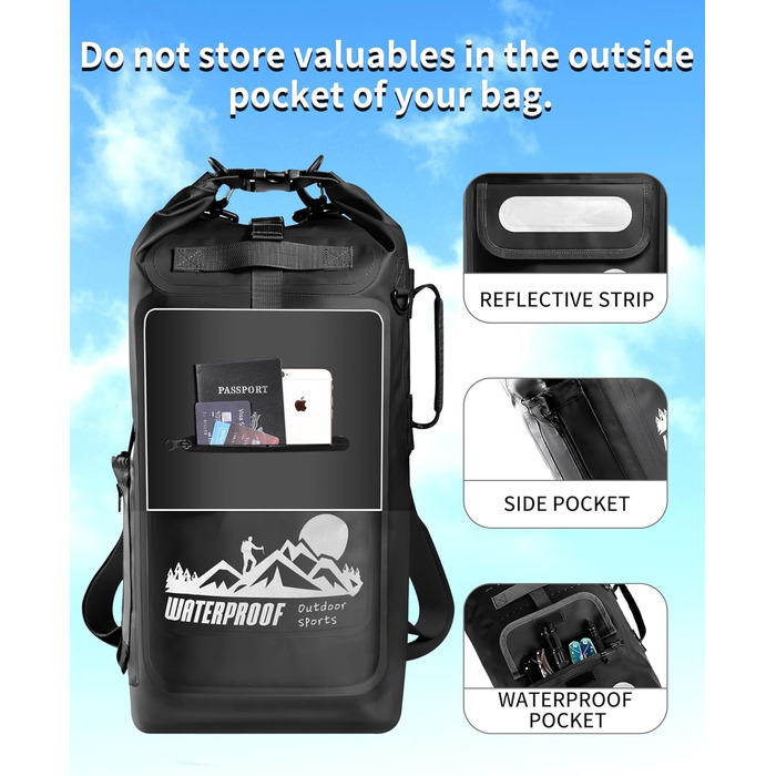 Водонепроникний рюкзак IDRYBAG Dry Bag 40L (плаваючий, чорний)
