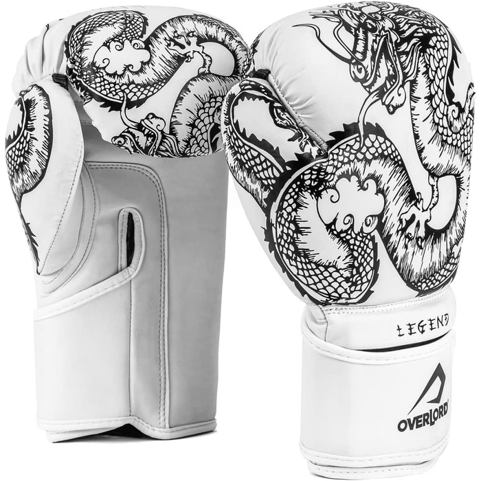 Боксерські рукавички Overlord Legend I для кікбоксингу, спарингу, боксу та MMA. Боксерські рукавички для чоловіків Overlord, різні розміри, білий, 8 oz.
