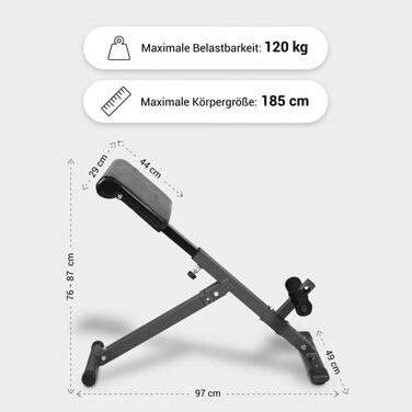 Гіперекстензія для спини та преса, регульований тренажер з порошковим покриттям, сталь, сірий, для домашніх тренувань, 9010051