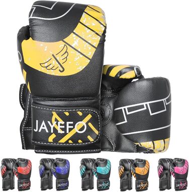 Дитячі боксерські рукавички Jayefo 7 oz, жовті, для кікбоксингу та муай тай