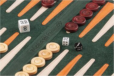 Дорожні нарди Melia Games з натуральної нубукової шкіри, ручна робота, дерев'яні фішки, повністю шкіряна версія Eire