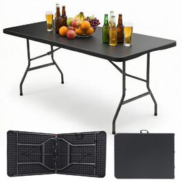 Складний стіл Sekey Buffettisch 152x70 см для кемпінгу, саду, тераси, балкону – чорний, на 4 особи