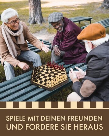 Дерев'яний ігровий набір 3-в-1 ChessEbook: шахи, нарди, шашки, складаний, ручна робота, 35x35 см