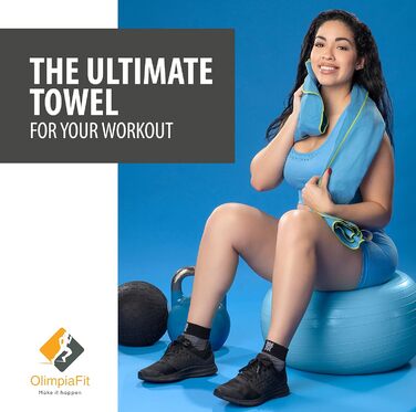 Рушники для спорту OlimpiaFit 3 шт. - комплект - швидко сохнуть, супер вбираючі, мікрофібра, блакитні