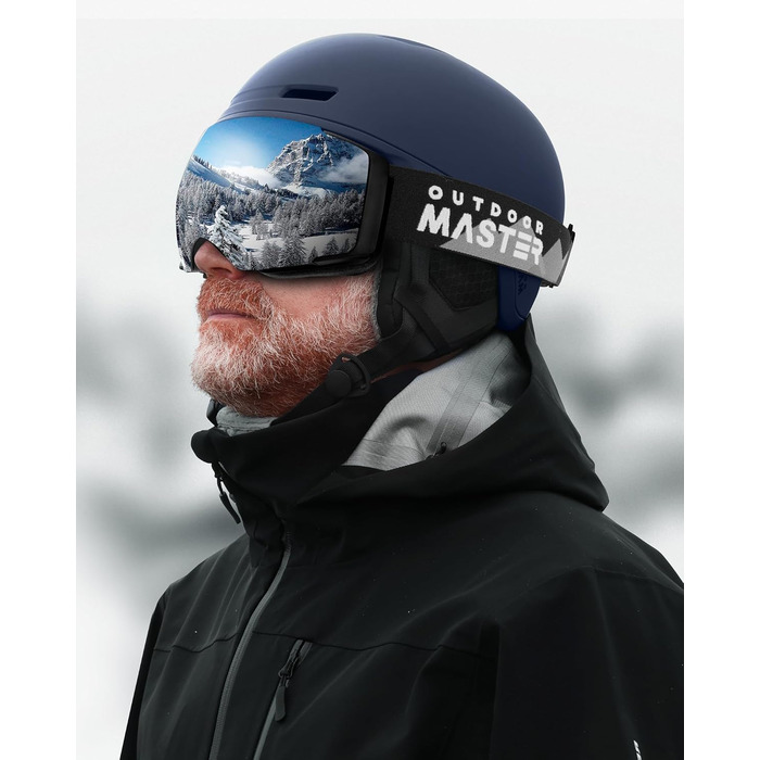 Комплект шолом та маска OutdoorMaster MIPS PRO для лиж і сноуборду, регульований, синій, для чоловіків, жінок і дітей, розмір M