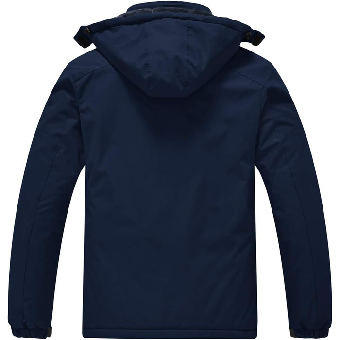 Чоловіча тепла куртка для сноуборду та гірськолижного спорту: флісова, зимова, вітрозахисна, для хайкінгу та активного відпочинку з капюшоном (XL, темно-синій)