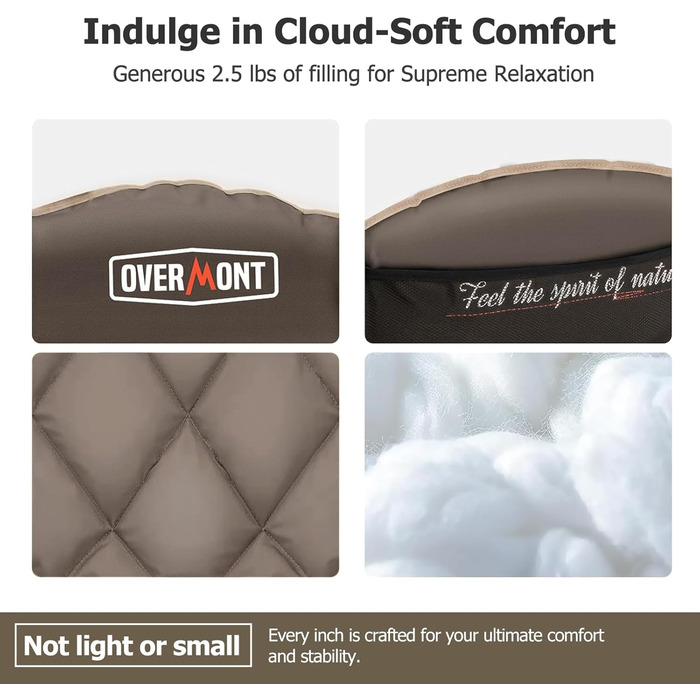 Овермонт Розкладне крісло для кемпінгу з підігрівом XL для дорослих – ідеально для зимових походів, риболовлі (Хакі)