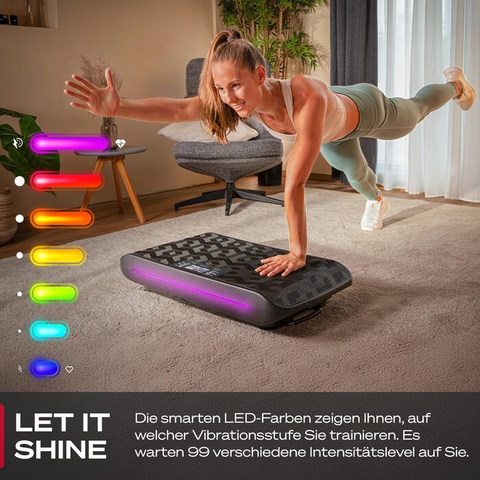 Платформа для фітнесу Sportstech sVibe 4D з вібрацією для дому, 99 рівнів, німецька якість, LED-дисплей, ультратиха, гексагональний дизайн, масаж, тренування преса, ніг та сідниць, з додатком