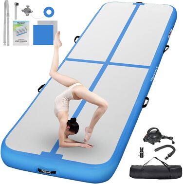 Гімнастичний мат FBSPORT Airtrack 10/20 см, товстий надувний мат для дому, тренувань, йоги, з насосом і сумкою, 2-6 м, для спорту та фітнесу