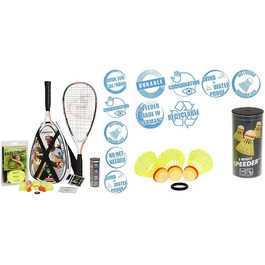Набір для кросмінтону Speedminton S900: карбонові ракетки, 5 воланів, ігрове поле, сумка, світлові м'ячі