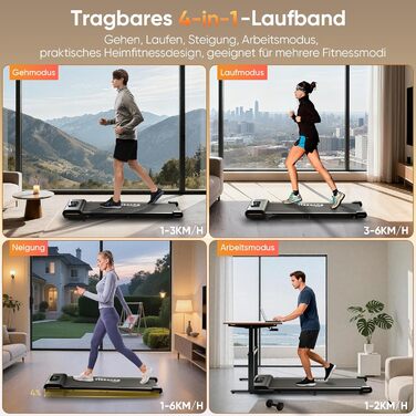 Біговий доріжки TISSCARE для дому та офісу: тихий тренажер для ходьби з регулюванням нахилу, LED-дисплеєм, вагою до 130 кг та швидкістю 1-6 км/год (без ручки).