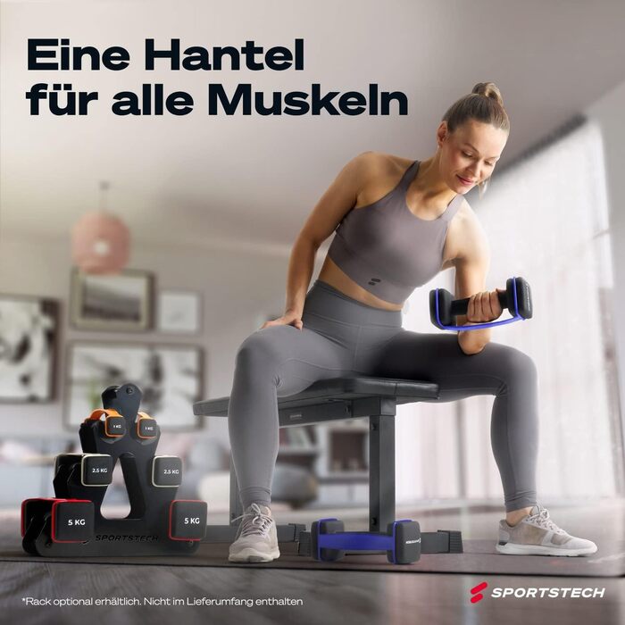 Штанги Sportstech AH100: Набір гантелей 2 шт. 1.5 кг з петлями та функцією віджимань. Німецька якість, для дому, чоловічі та жіночі.