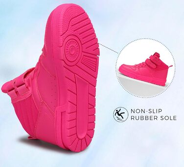 Жіночі баскетбольні кросівки Lucky Step з кріпленням на липучці - стильні штучні шкіряні кеди білого кольору (38 EU, Гарячий Рожевий)