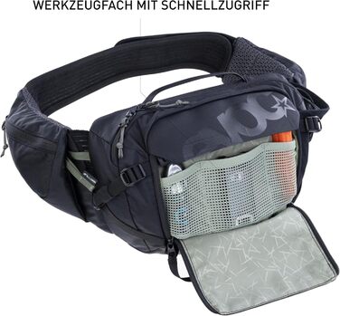 Поясна сумка EVOC HIP Pack PRO 3 л з питною системою 1,5 л, чорна, вентиляція, регульований ремінь