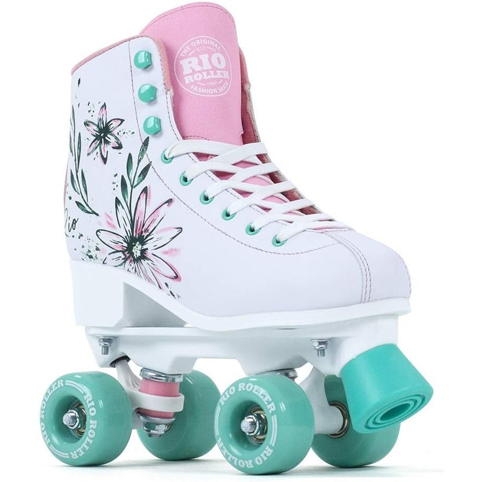 Ролики для хлопчиків Rio Roller Flora Artist 4 колеса, білі з квітами (35.5)