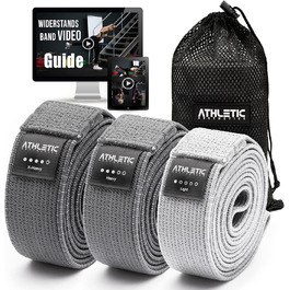 Преміум-фітнес-резинки ATHLETIC AESTHETICS з тканини, набір для тренувань (гумки опору, сумка, відеокурс) для жінок і чоловіків, для підтягувань, йоги, фітнесу