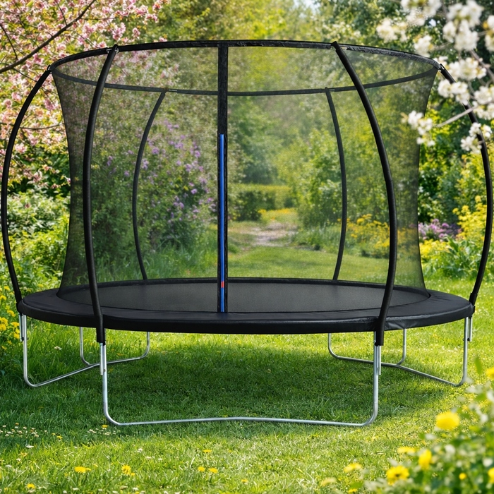 Садовий батут ATLAS SPORT 244 см (8 футів) із захисною сіткою 180 см та драбиною, круглий