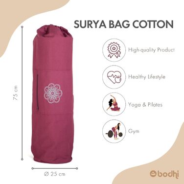 Сумка для йога-килимка Bodhi SURYA Cotton XL бавовняна з мандалою, фіолетова, 75 см