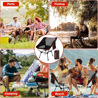 Складний туристичний стільчик SaiXuan з кишенею та сіткою, до 120 кг, для відпочинку, риболовлі та пікніків