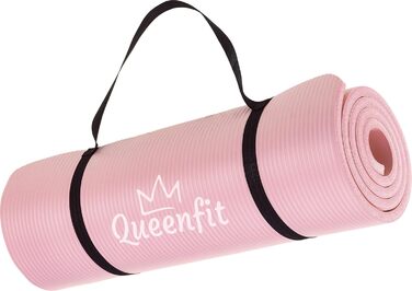 Фітнес-мат для йоги Queenfit NBR 180x61 см, 1,5 см, для пілатесу, аеробіки, з ременем для перенесення, м'ятний