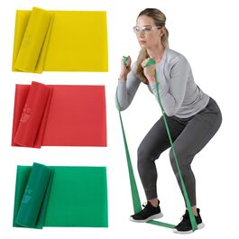 TheraBand Еластична стрічка для фітнесу 1,5м (жовта/червона/зелена) - Латексний гумовий еспандер для тренувань вдома