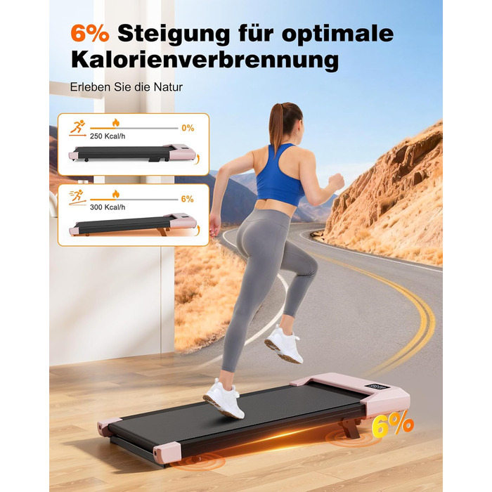 Бігова доріжка Superun Walking Pad для дому та офісу, максимальна вага 159 кг, з режимом тренувань, мобільним додатком та віртуальними трасами, безшумна