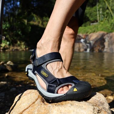 Чоловічі сандалі для пляжу, гір та трекінгу з текстильними ремінцями, водонепроникні, сині (43 EU)