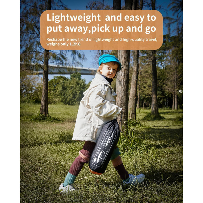 Гамак-намет Travel Bird з москітною сіткою та сонцезахистом, 290x140 см, великий простір, багатофункціональний, легкий, з ременями для кріплення до дерева, підходить для кемпінгу та відпочинку на природі (зелений/помаранчевий)