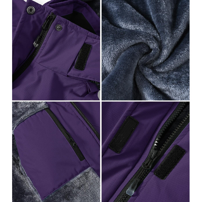 Зимова куртка Daen Outdoor: вітронепроникна, водонепроникна Softshell з капюшоном (XS, фіолетовий)