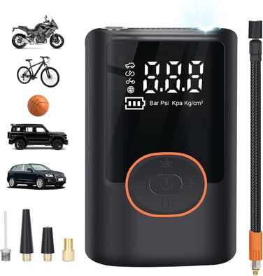 Електричний насос Vicihoho 150PSI для авто, велосипедів, мотоциклів, USB, павербанк, ліхтарик, акумуляторний компресор для шин, м'ячів