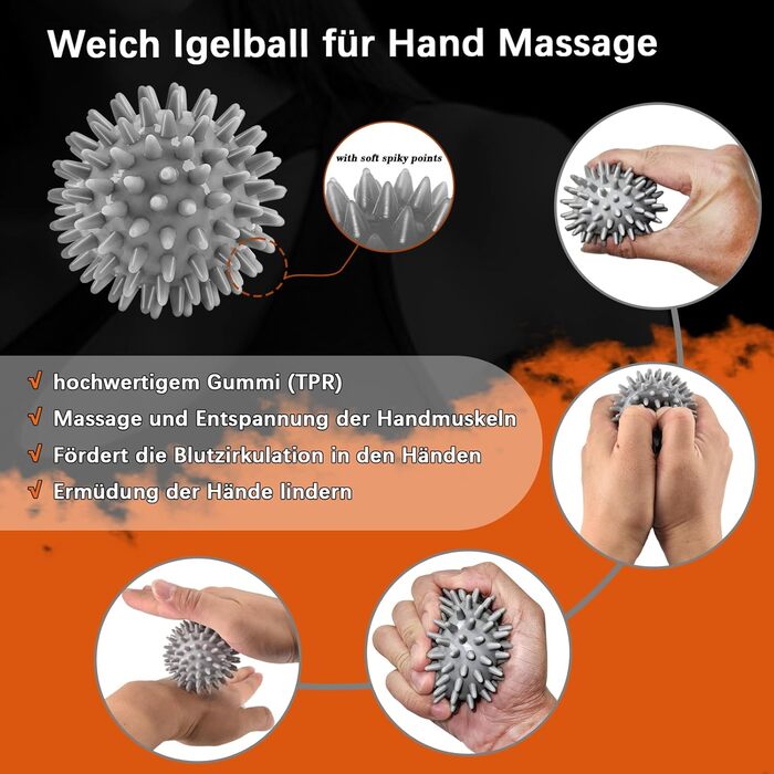 Тренування кисті рук Homkuo: набір для зміцнення м'язів, кисті та зап'ястя з масажним м'ячем. Ідеально для альпінізму, зняття стресу та реабілітації.