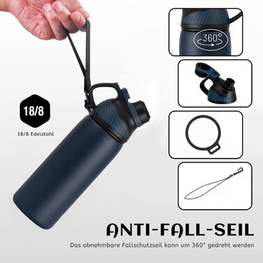Термобутилка Fjbottle з нержавіючої сталі для води та напоїв, магнітна кришка, об'єм 400/600/800/1000/1500 мл, спортивна, герметична, без BPA, для дітей та дорослих, підходить для газованої води, школа, спорт, фітнес