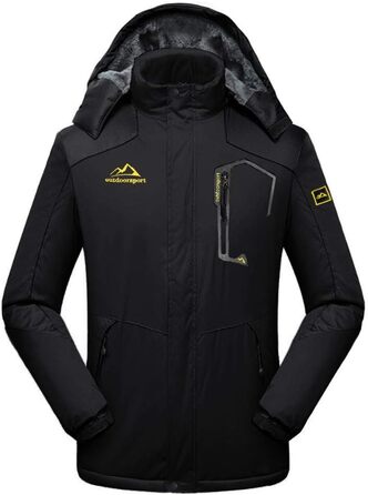 Чоловіча зимова куртка EKENTSON, водонепроникна, вітронепроникна, з підкладкою, для хайкінгу та активного відпочинку, з 4 кишенями (3XL, Чорний)