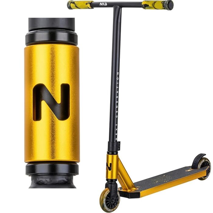 Трюковий самокат NKD Stunt Scooter New Generation: алюмінієвий, з підшипниками ABEC-9, обертовий кермо 360° - Золотий