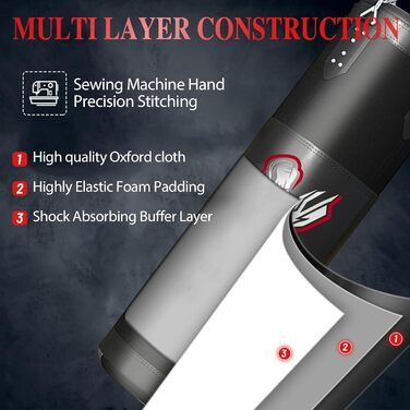 Боксерський мішок Vensmuste для дорослих, 4FT, комплект з рукавичками 340.2g, ланцюгами та напульсниками. Підходить для MMA, карате, кікбоксингу. Чорний