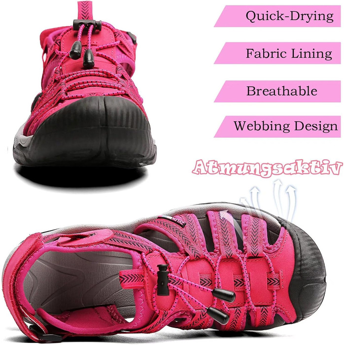 Чоловічі та жіночі шкіряні сандалії: пляжні, трекінгові, для активного відпочинку, літні, пішохідні. Розміри 36-46 (37 EU), колір рожевий