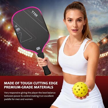 Ракетка для піклболу з вуглецевого волокна, 16 мм Shark Power Polymer-сердечник, гарячий прес, чорна