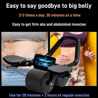 Ролик для пресу з килимком для колін та таймером, автоматичний ролик для пресу для тренування кора, тренажер для пресу з підставкою для ліктів для фітнесу, силових тренувань, домашніх тренувань з таймером